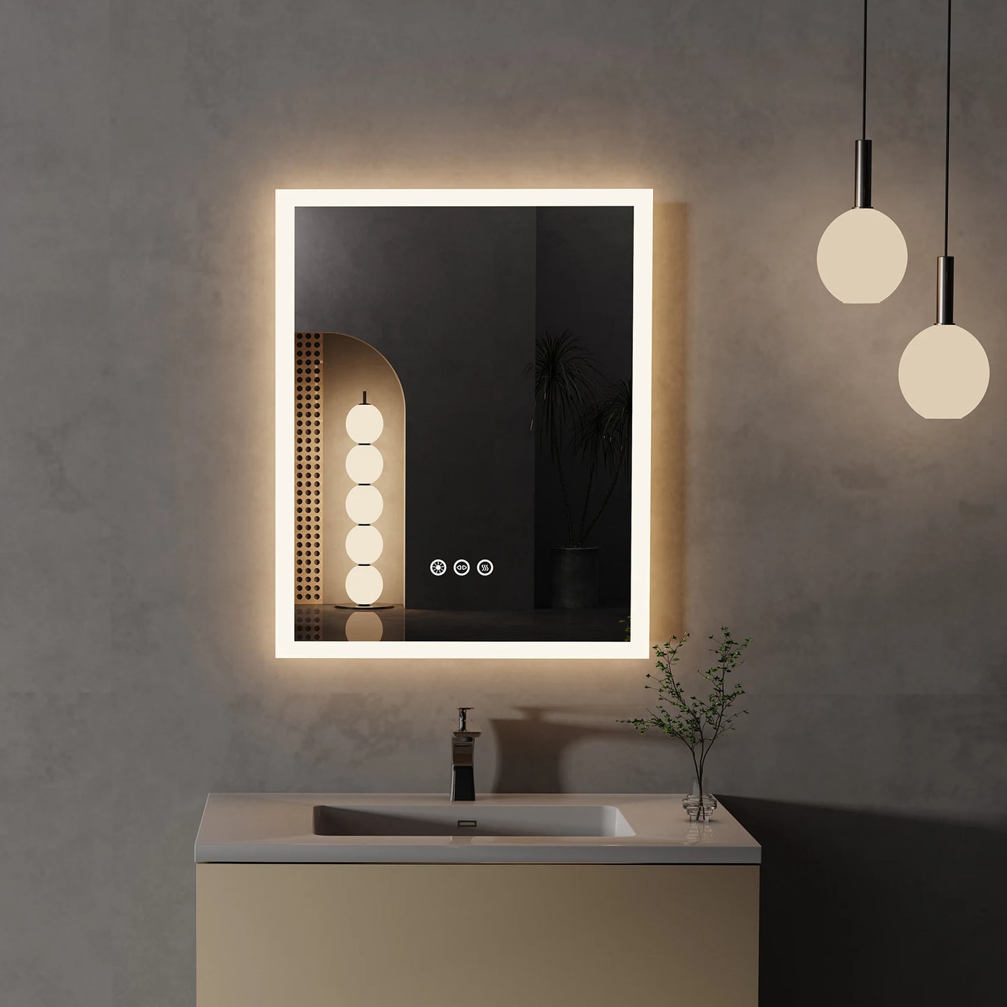LED Lighted Mirror with Anti-Fog Smart Touch Button