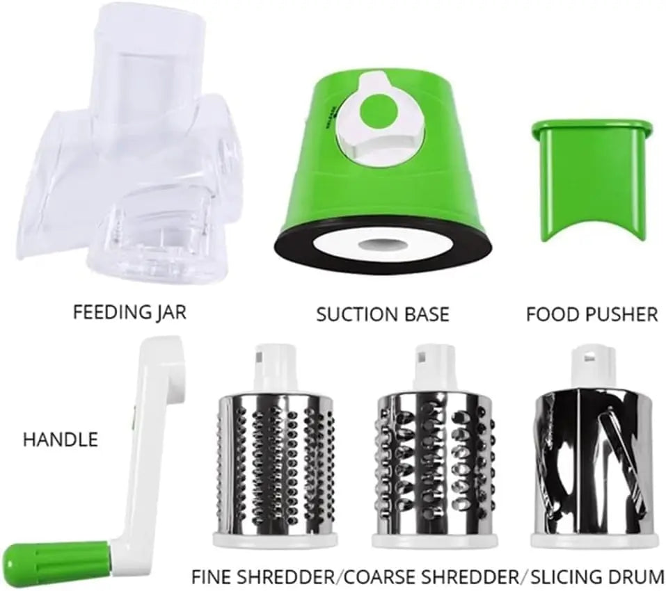 Grater for Vegetable Slicer with 3 Drum Blades,Fast Cutting Cheese Shredder