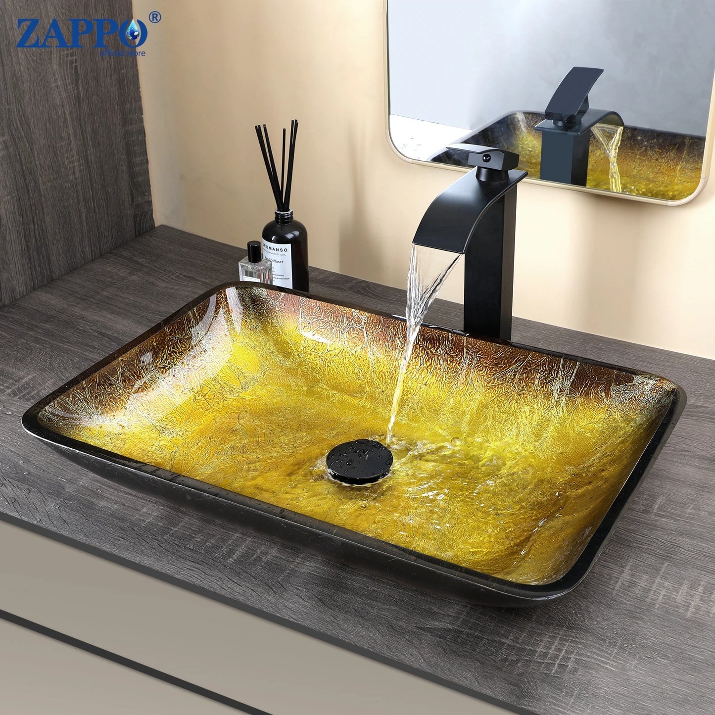 Big Tempered Glass Basin Counter Top Sink & Faucet Set