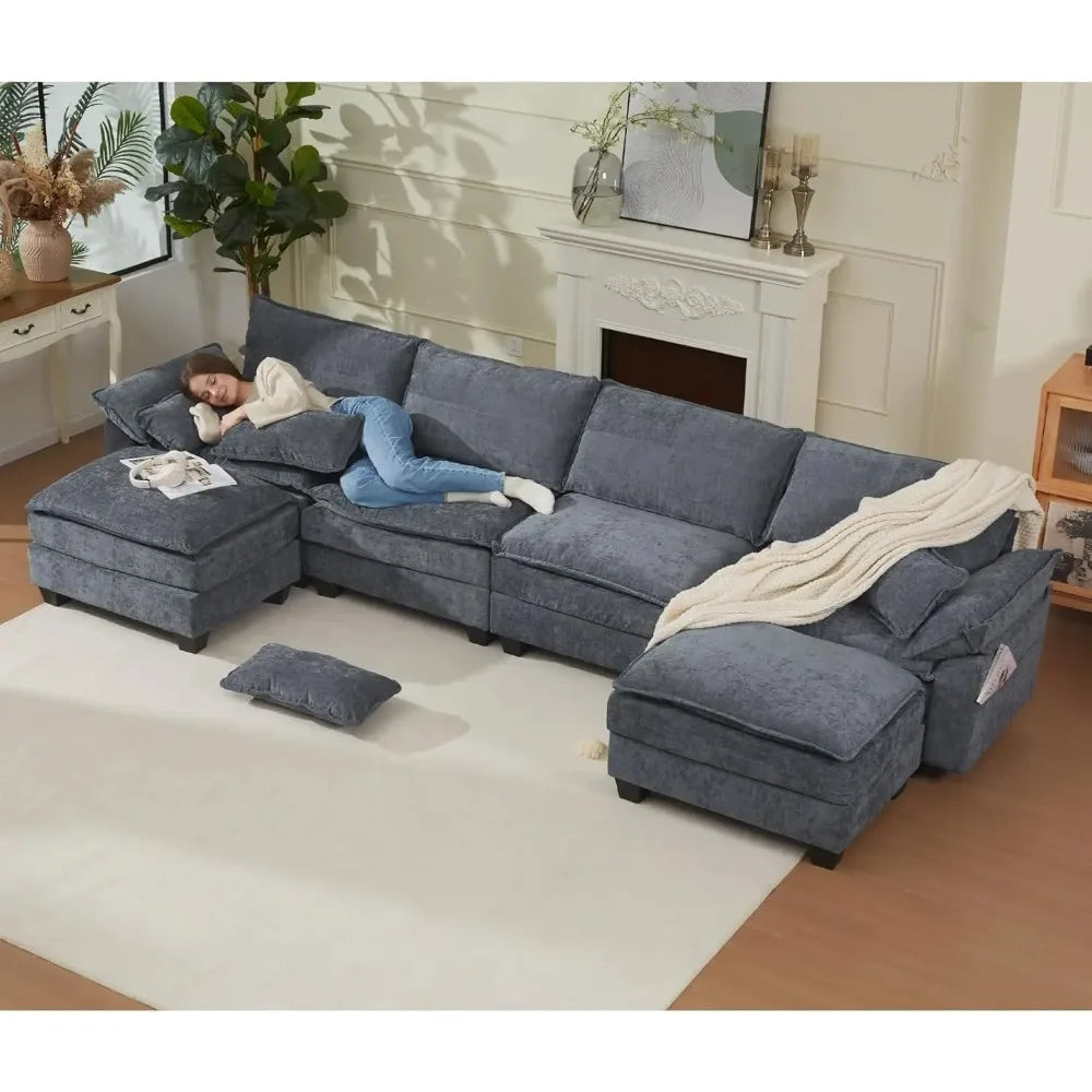 Sofa for Living Room, Cloud Couch Sectional with USB ,Soft And Movable.