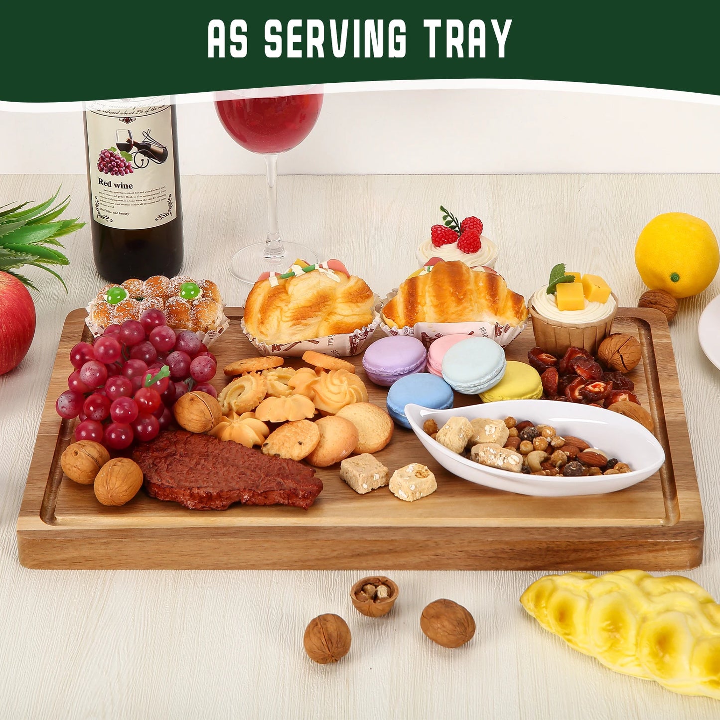 Cutting Board with Juice Groove, Butcher Block Wooden