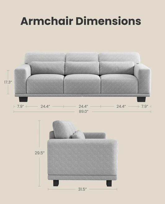 Sofa Couch with Deep Seats &Wide Armrests,Comfy Sofa with Supportive Futon