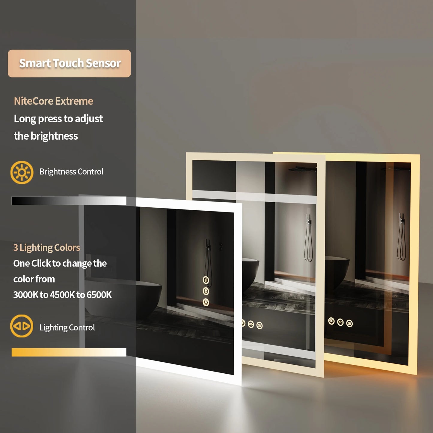 LED Lighted Mirror with Anti-Fog Smart Touch Button