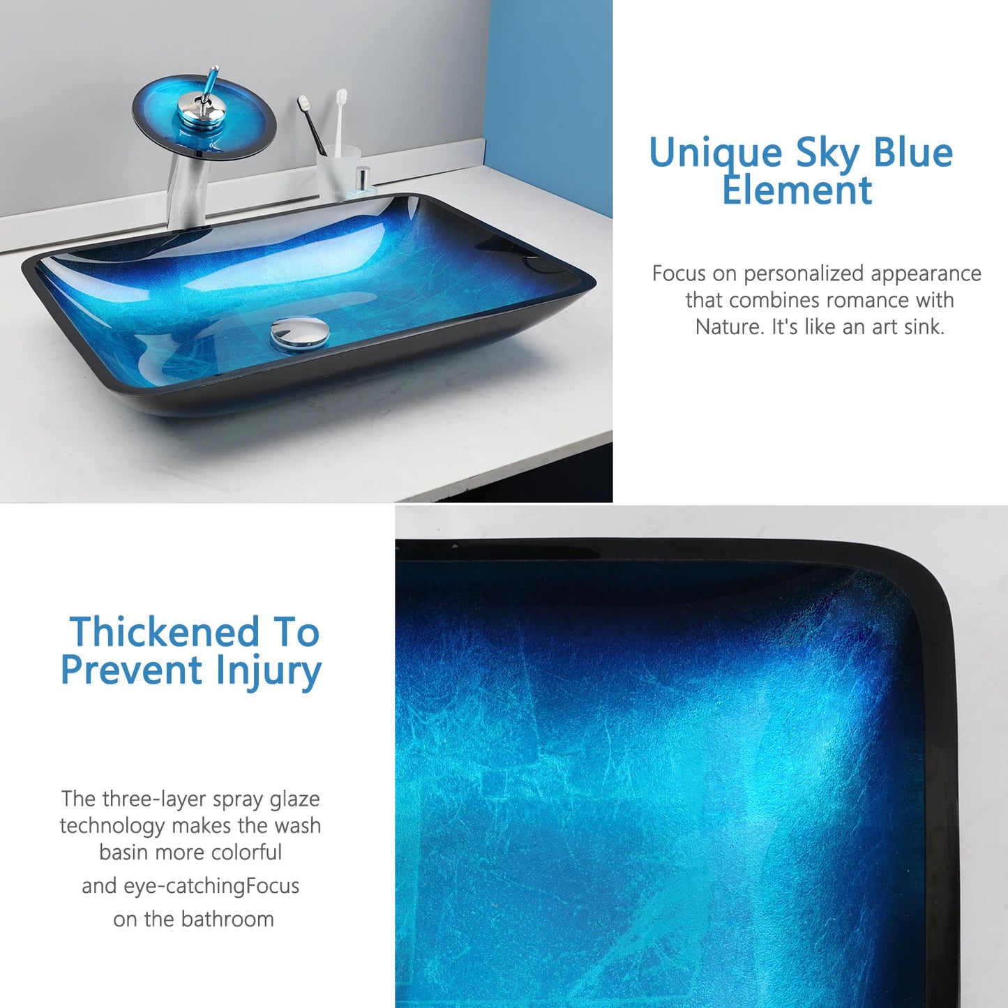 Big Tempered Glass Basin Counter Top Sink & Faucet Set