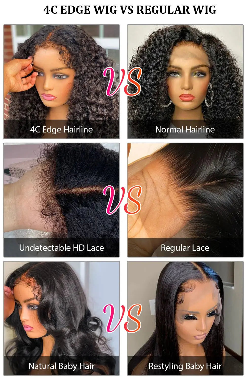100% Human Hair 13x4 4c Edges Frontal Deep Wave