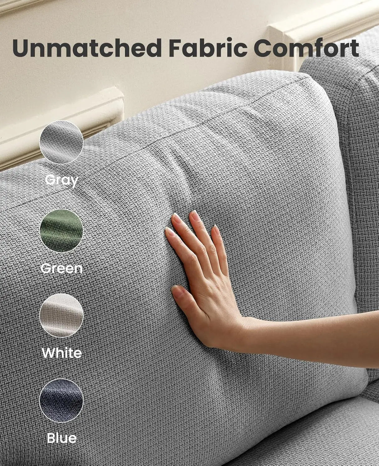 Sofa Couch with Deep Seats &Wide Armrests,Comfy Sofa with Supportive Futon