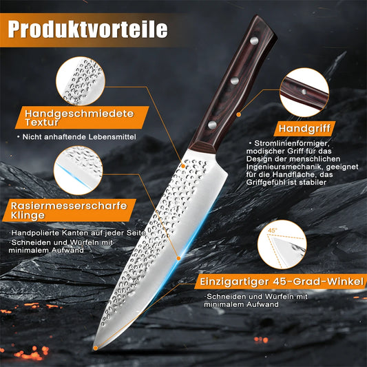 8pcs Chef Knife Set Hammer, Pattern Sharp Cutting