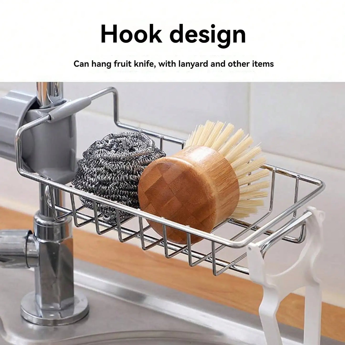 Faucet Sponge Holder ,Sponge Drain Rack, Stainless Steel Hanging