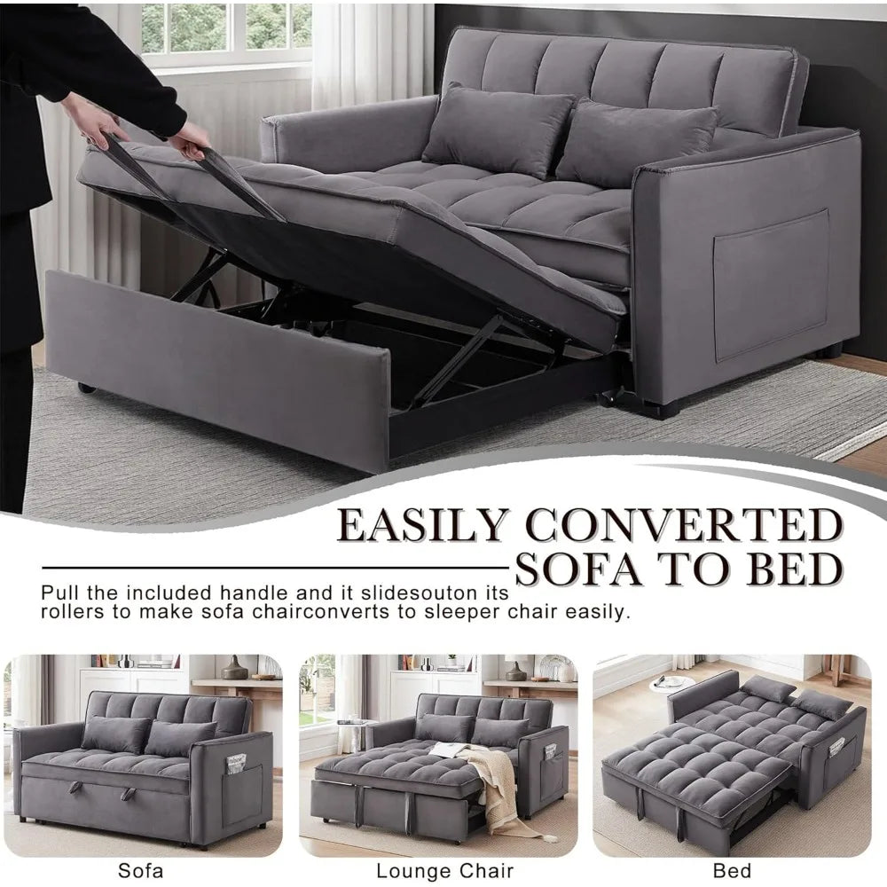Sleeper Sofa Bed, Futon Couches with Side Pocket