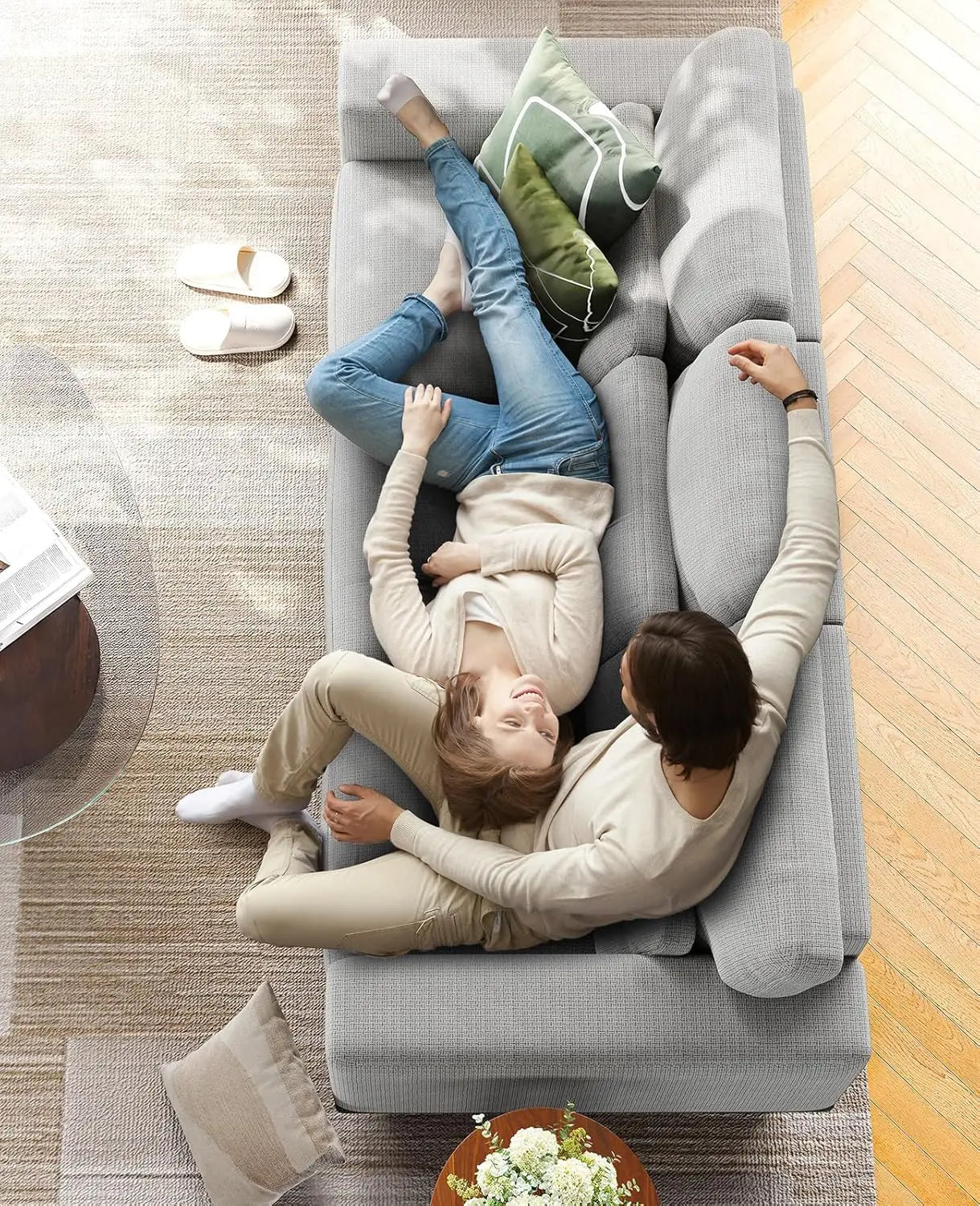 Sofa Couch with Deep Seats &Wide Armrests,Comfy Sofa with Supportive Futon