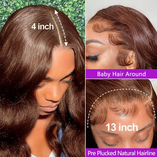 Wigs Human Hair Brazilian Brown Virgin Hair Glueless