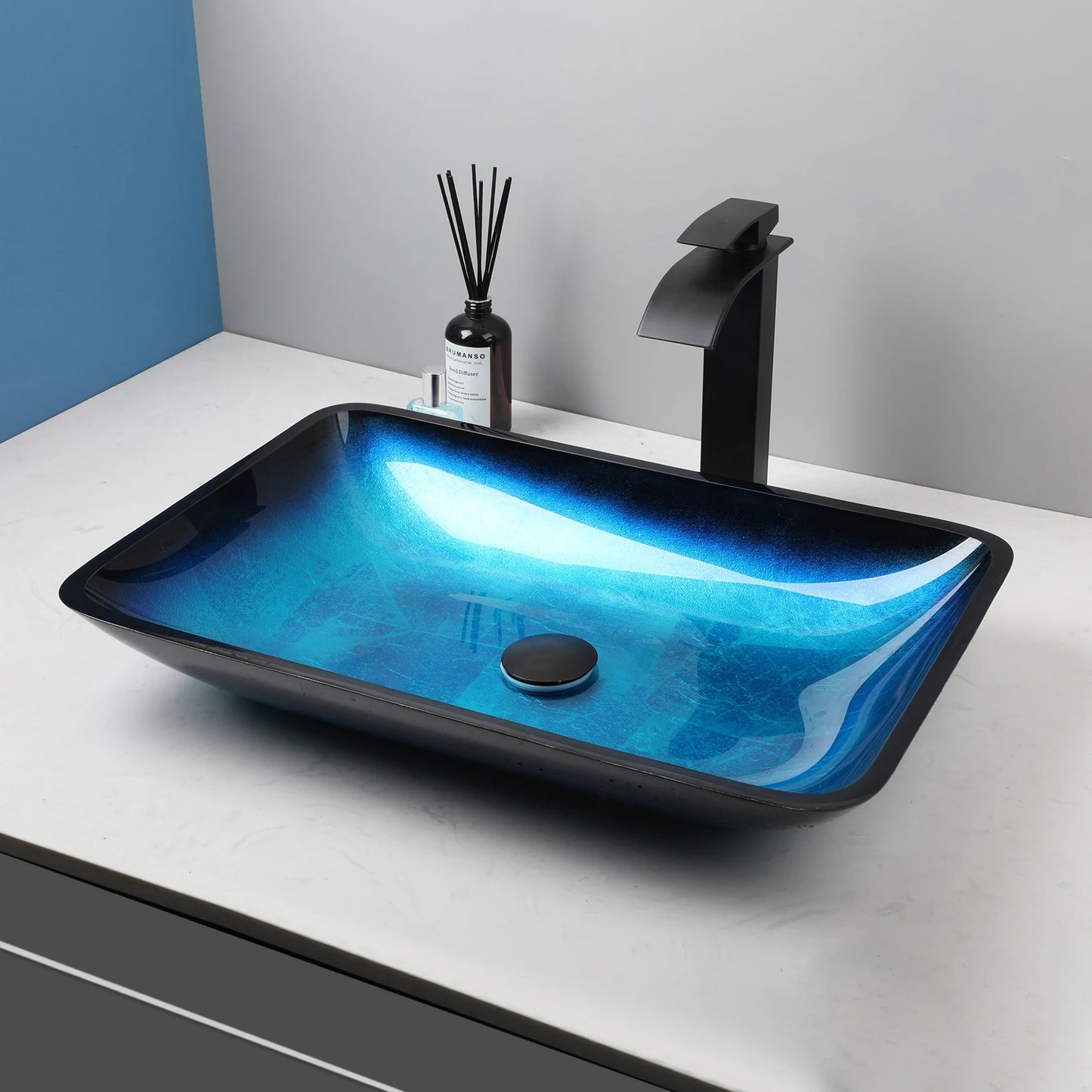 Big Tempered Glass Basin Counter Top Sink & Faucet Set