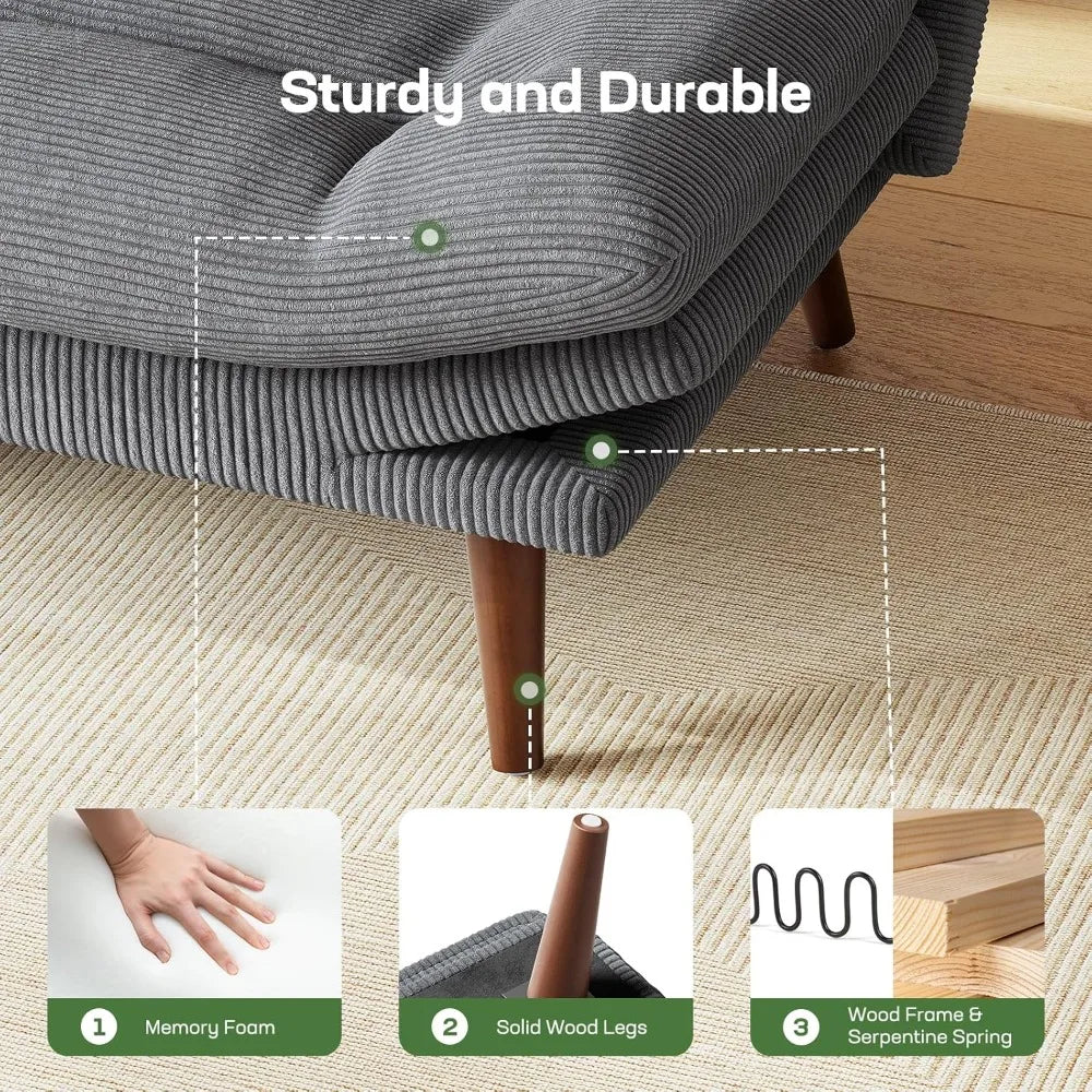 Couch with Adjustable Backrest &Armrests,Convertible Support Sleep Like Bed