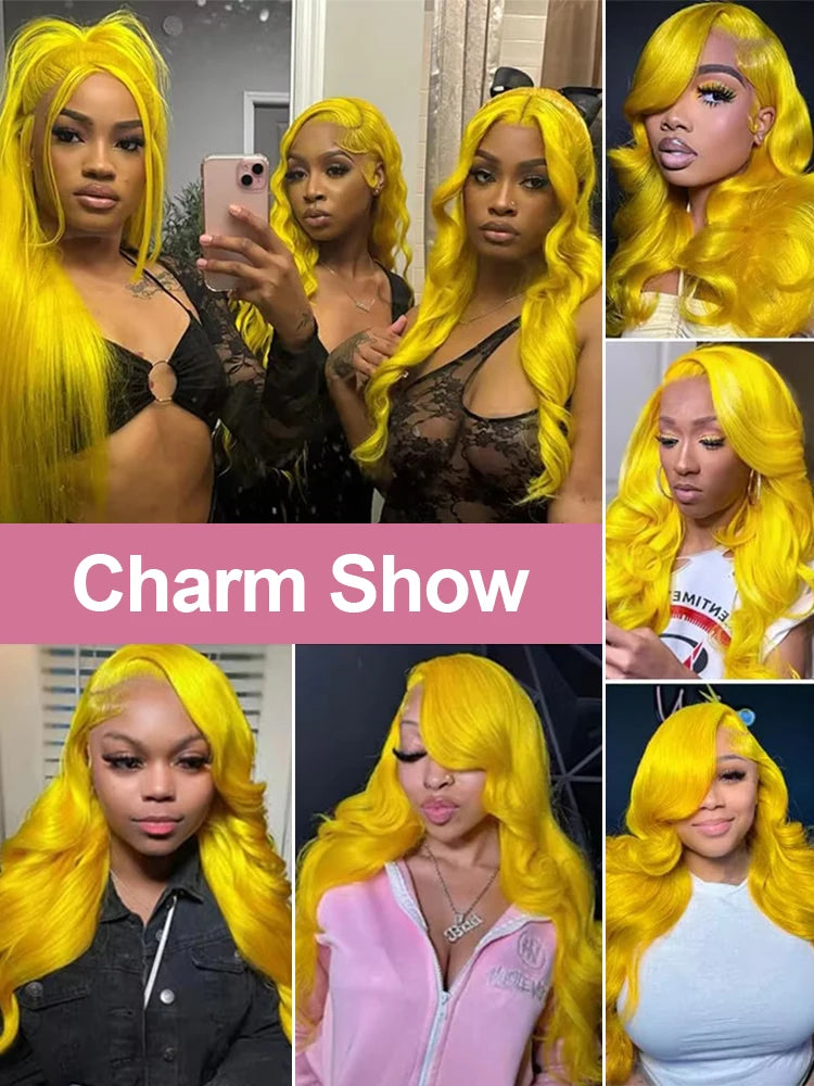30 40 Inches Light Yellow Straight 13x6 HD Lace Frontal Wigs Human Hair