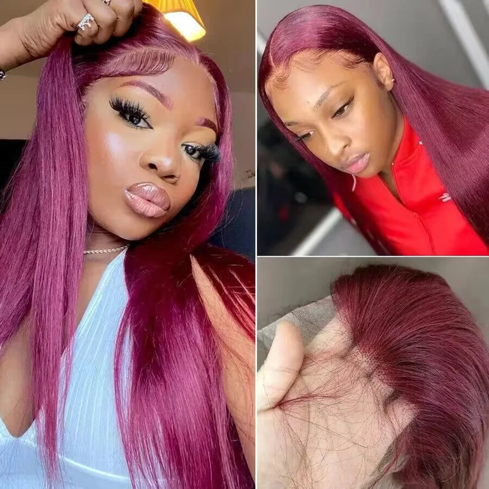 Wig Straight Red 13x6 Lace Front Human Hair Beautiful & Elegant