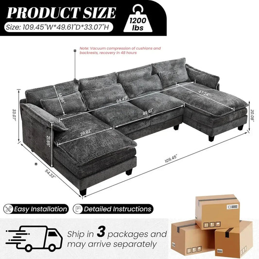 Couche for Living Room, Oversized Modular Sleeper