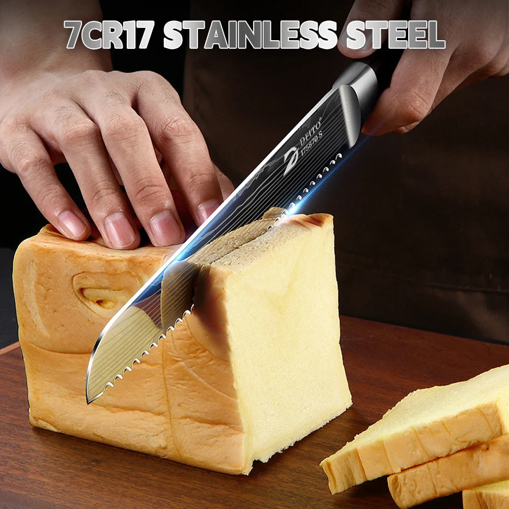 Knife Serrated Design Stainless Blade Bread Chef with gift box
