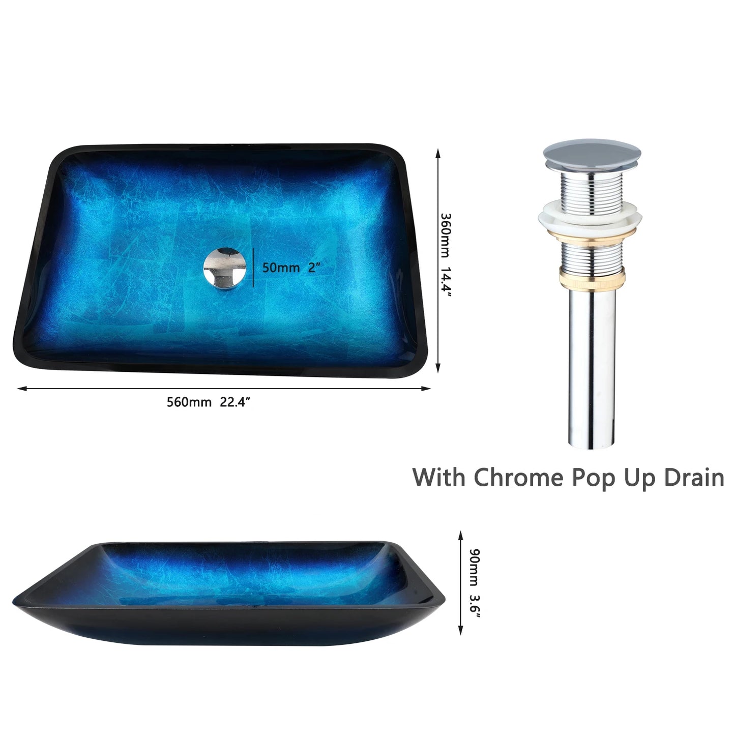 Big Tempered Glass Basin Counter Top Sink & Faucet Set