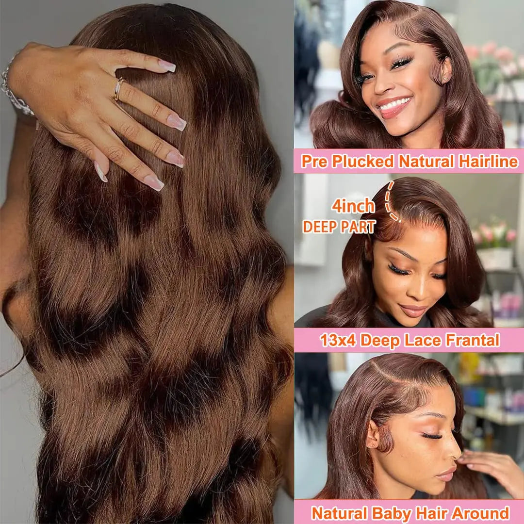 Wigs Human Hair Brazilian Brown Virgin Hair Glueless