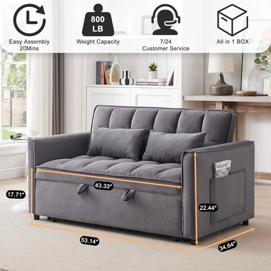 Sleeper Sofa Bed, Futon Couches with Side Pocket