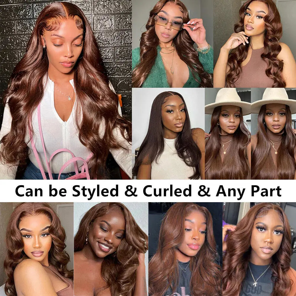 Wigs Human Hair Brazilian Brown Virgin Hair Glueless