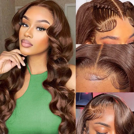 Wigs Human Hair Brazilian Brown Virgin Hair Glueless