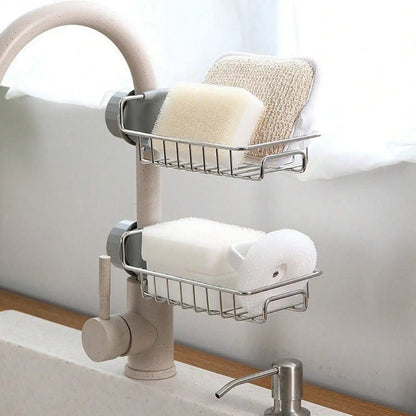 Faucet Sponge Holder ,Sponge Drain Rack, Stainless Steel Hanging