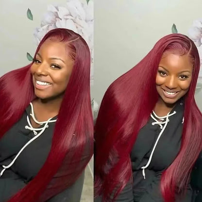 Wig Straight Red 13x6 Lace Front Human Hair Beautiful & Elegant