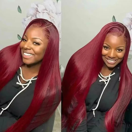 Wig Straight Red 13x6 Lace Front Human Hair Beautiful & Elegant