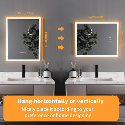 LED Lighted Mirror with Anti-Fog Smart Touch Button