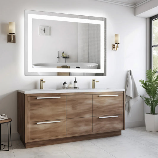 Mirror for Wall Memory Function Tempered Glass with Front Light and Backlit