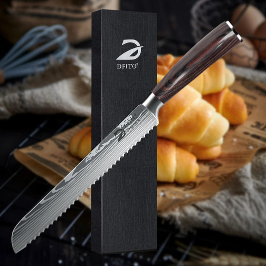 Knife Serrated Design  Stainless Blade Bread Chef with gift box