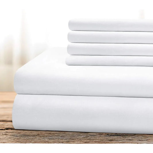Luxury Bed Sheets Set 6 Piece(King, White)
