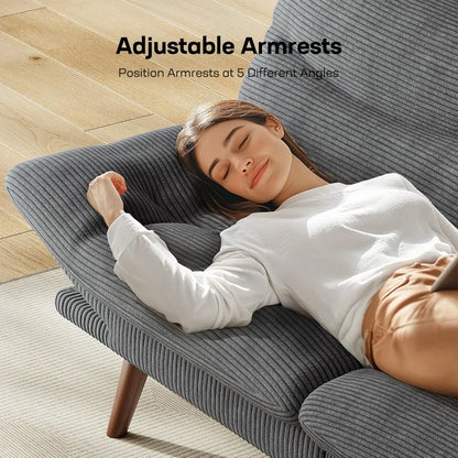 Couch with Adjustable Backrest &Armrests,Convertible Support Sleep Like Bed