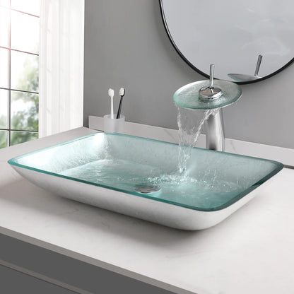 Big Tempered Glass Basin Counter Top Sink & Faucet Set