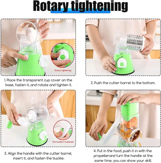 Grater for Vegetable Slicer with 3 Drum Blades,Fast Cutting Cheese Shredder