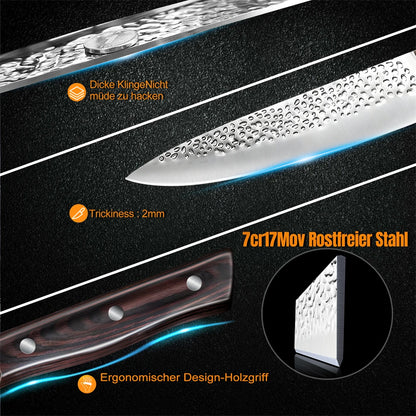 8pcs Chef Knife Set Hammer, Pattern Sharp Cutting