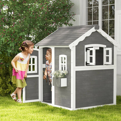 Playhouse for Kids, with Floor, Door, Windows & Planter Box