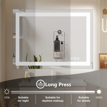 Mirror for Wall Memory Function Tempered Glass with Front Light and Backlit