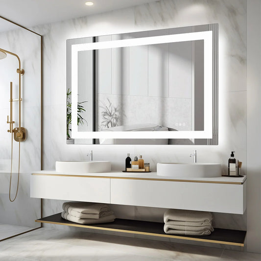 Mirror for Wall Memory Function Tempered Glass with Front Light and Backlit
