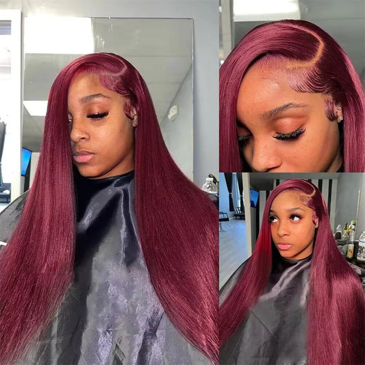 Wig Straight Red 13x6 Lace Front Human Hair Beautiful & Elegant