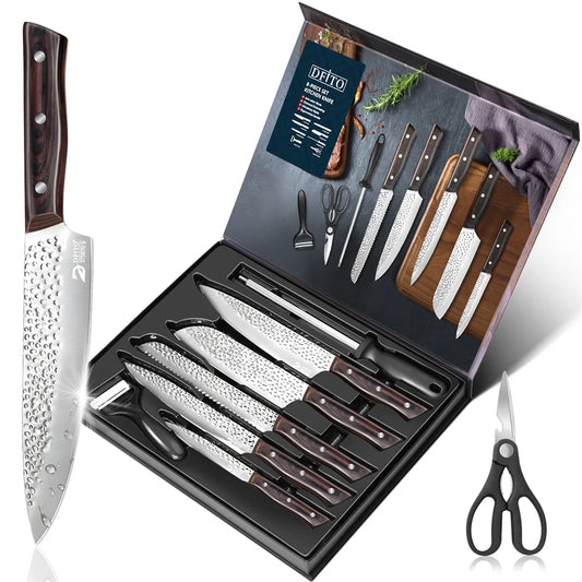 8pcs Chef Knife Set Hammer, Pattern Sharp Cutting