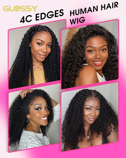 100% Human Hair 13x4 4c Edges Frontal Deep Wave